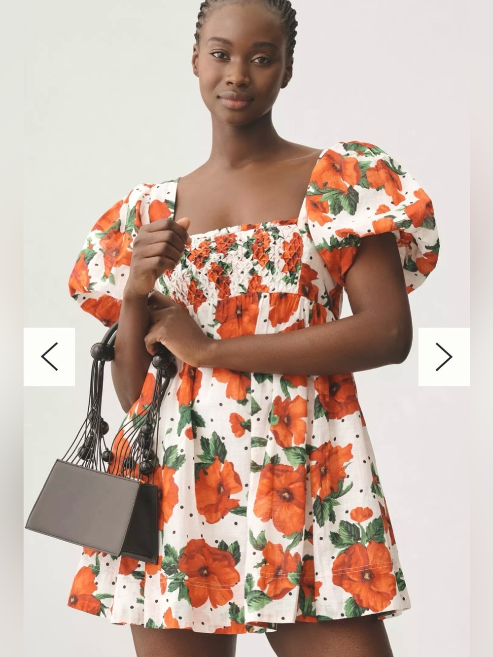 NWT Maeve Anthropologie Square-Neck Babydoll Dress - Size S Red Poppy Print